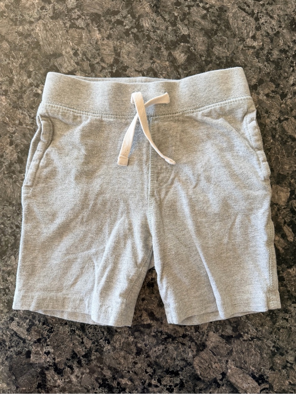 3/$15 Baby Gap Heather Gray Drawstring Shorts 12-18M Cotton Pull On Pocket Short